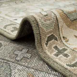 Olive Sage & Ivory Oushak Hand-Knotted Wool Area Rug