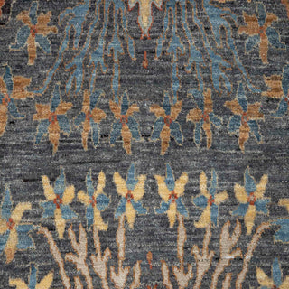 Slate Charcoal & Rust Caucasian Tribal Flame Motif Hand-Knotted Wool Area Rug