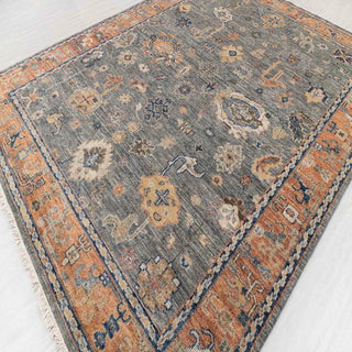 Turkish 9x12 Gray Rust Turkish Oushak Handmade Wool Rug