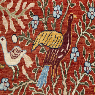 Rust Birds Peacock Gardens Inspired Wool Rug