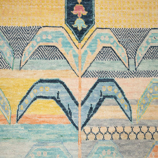Mosaic 10x14 Blue Modern Tribal Oushak Wool Rug