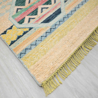 Mosaic 10x14 Blue Modern Tribal Oushak Wool Rug