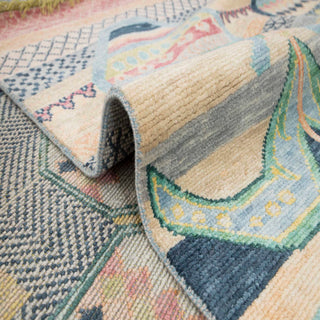 Mosaic 10x14 Blue Modern Tribal Oushak Wool Rug