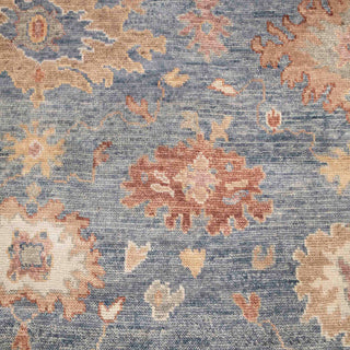 Terraqua 9x12 Blue Rust Turkish Oushak Hand Knotted Soft Wool Rug