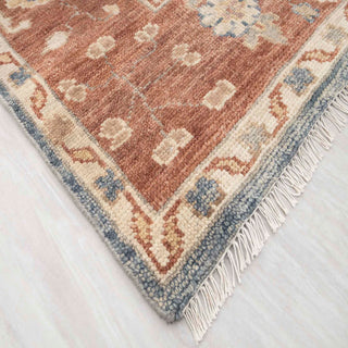 Terraqua 9x12 Blue Rust Turkish Oushak Hand Knotted Soft Wool Rug