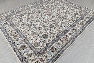 Nain - Ivory Nain-Style Floral Hand-Knotted Wool Rug