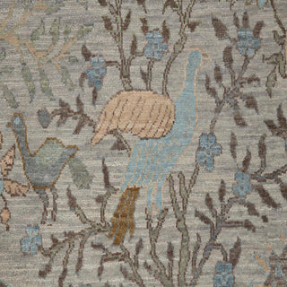 Gray Birds Peacock Gardens Pastel Wool Rug