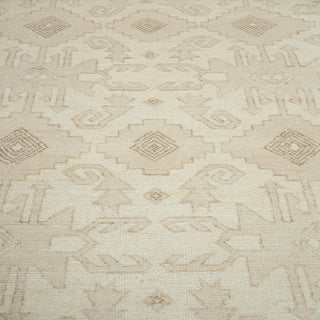 Cream & Taupe Geometric Kazak Tone-on-Tone Hand-Knotted Wool Area Rug
