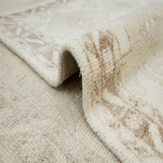 Cream & Taupe Geometric Kazak Tone-on-Tone Hand-Knotted Wool Area Rug