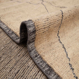 Warm Camel & Charcoal Minimalist Moroccan Wool Area Rug