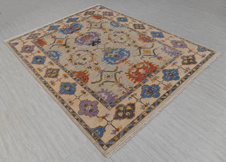 Terracotta 8x10 Gray Turkish Oushak Hand Knotted Wool Rug