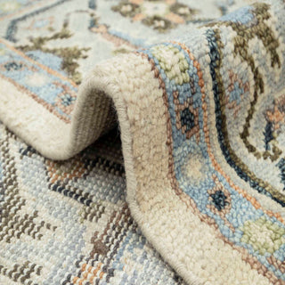 Elysian 8x10 Ivory Silver Inspired Oushak Hand Knotted Turkish Rug For Living Room