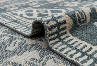 Slate 9x12 Blue Tribal Geometric Hand Knotted Wool Rug