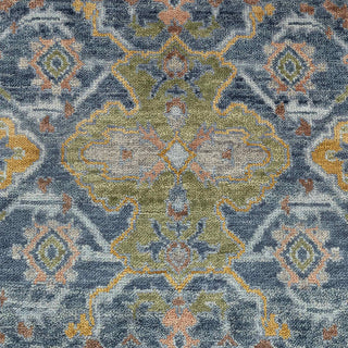 Slate Blue & Gold Tribal Medallion Hand-Knotted Wool Area Rug