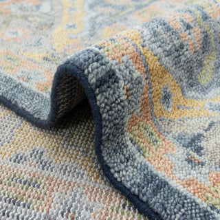 Slate Blue & Gold Tribal Medallion Hand-Knotted Wool Area Rug