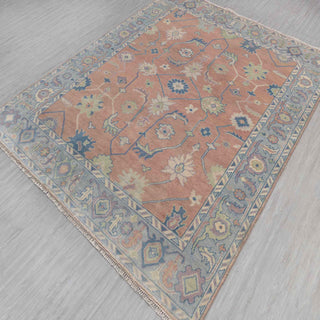 River 8x10 Peach Gray Hand Knotted Quality Oushak Wool Rug