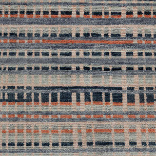 Terracotta Striped Modern Hand-Knotted Wool Area Rug
