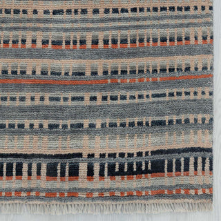 Terracotta Striped Modern Hand-Knotted Wool Area Rug