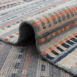 Terracotta Striped Modern Hand-Knotted Wool Area Rug