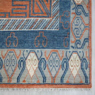 Solara 10x14 Rust Khotan Decorative Geometric Persian Wool Rug