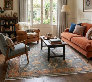 Turkish 9x12 Gray Rust Turkish Oushak Handmade Wool Rug