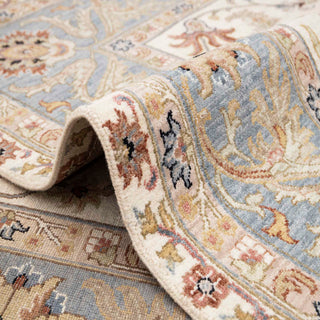 Ivory & Sky Blue Persian Floral Sultanabad Hand-Knotted Wool Area Rug