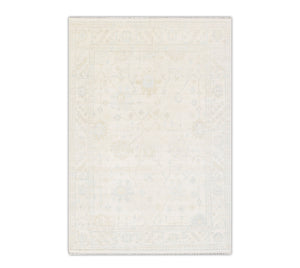 Super Muted Cream Modern Turkish Oushak Handmade Wool Rug