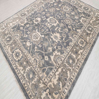 8x10 Gray Wool Handmade Turkish Oushak Rug