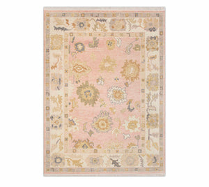 8x10 Pink Neutral Look Turkish Oushak Soft Wool Rug