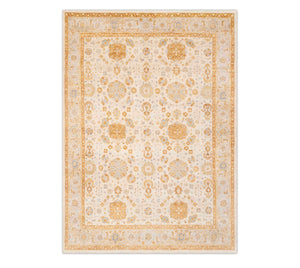 8x10 Ivory Gold Ziegler Design Neutral Turkish Oushak Soft Wool Rug