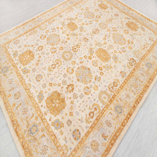 8x10 Ivory Gold Ziegler Design Neutral Turkish Oushak Soft Wool Rug