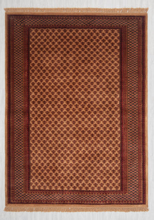4x6 Tribal Herati Soft Silky Beige Baluch Woolen Rug