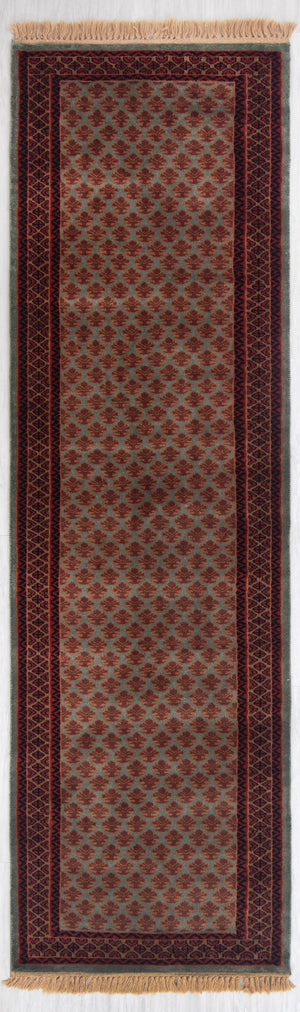 Herati 2.6x8 Greenish Gray Persian Senneh Silky Feel Runner Rug