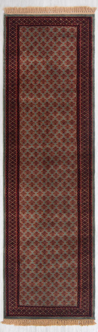 Herati 2.6x8 Greenish Gray Persian Senneh Silky Feel Runner Rug