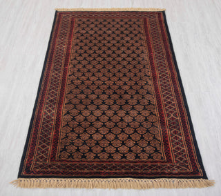3x5 Baluch Black Tribal Silky Feel Herati Rag