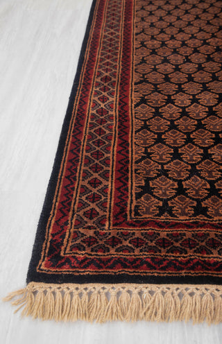 3x5 Baluch Black Tribal Silky Feel Herati Rag