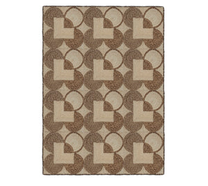 Handcrafted Geometric Ring Tile Area Rug – Two-Tone Chocolate & Oat Natural Fiber Mat