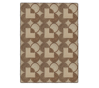 Handcrafted Geometric Ring Tile Area Rug – Two-Tone Chocolate & Oat Natural Fiber Mat