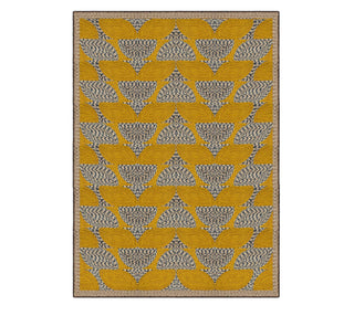 Handwoven Scalloped Leaf Pattern Rug – Mustard Yellow & Grey Geometric Natural Fiber Area Rug