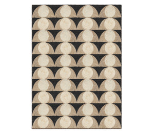 Mid-Century Geometric Half-Moon Natural Fiber Rug – Charcoal & Natural Accent Area Rug
