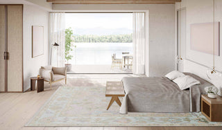 Soft Blue Pink Modern Premium Inspired Wool Hand Knotted Rug