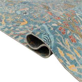 Aviario Blue Birds Peacock Garden Hand Knotted Rug