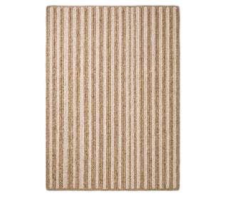 Artisan Cable-Ribbed Abaca Area Rug – Natural Two-Tone Stripe