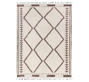 Zanafi Ivory Moroccan Ourain Bohemian Beni Rug