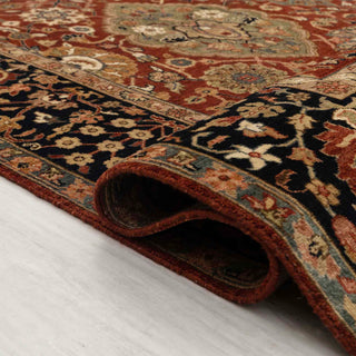 Terracotta  Persian Floral Medallion Hand-Knotted Wool  Rug
