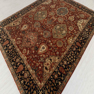 Terracotta  Persian Floral Medallion Hand-Knotted Wool  Rug