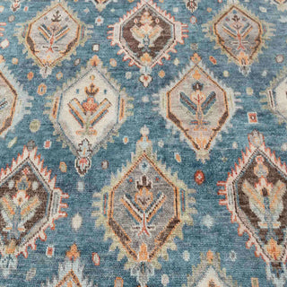 Lily Wick 8x10 Blue tribal Turkish Design Oushak Wool Area Rug