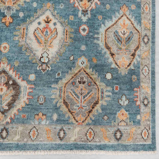Lily Wick 8x10 Blue tribal Turkish Design Oushak Wool Area Rug