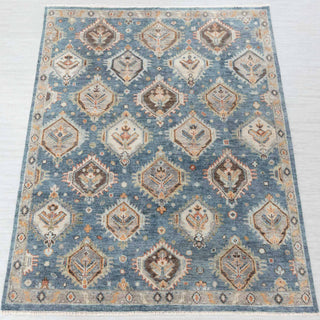 Lily Wick 8x10 Blue tribal Turkish Design Oushak Wool Area Rug