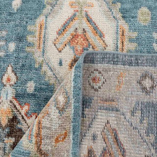 Lily Wick 8x10 Blue tribal Turkish Design Oushak Wool Area Rug